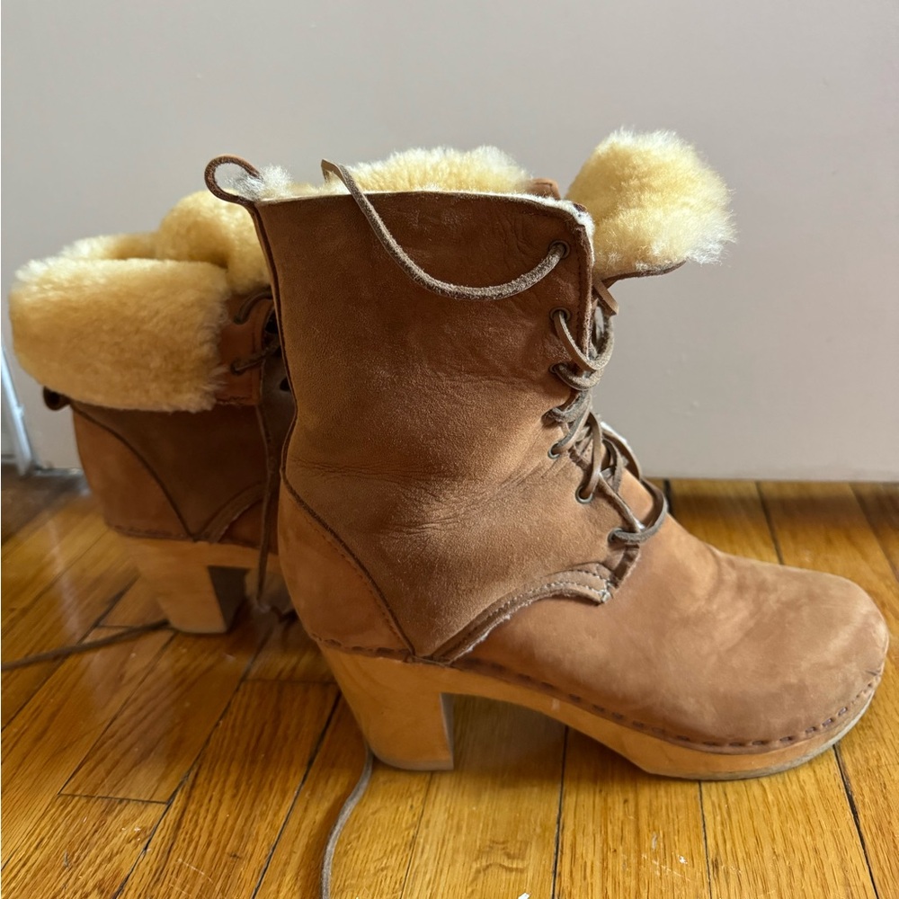 No. 6 Brown Lace Up Shearling Boots